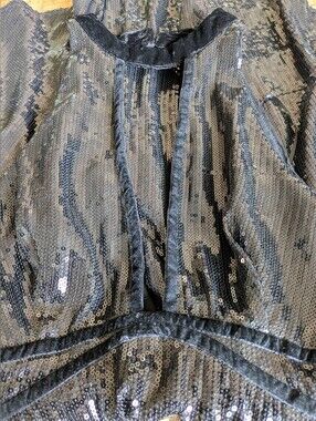 Free People ($100) Film Noir Black Sequin & Velvet Halter Mini Dress Size 6
